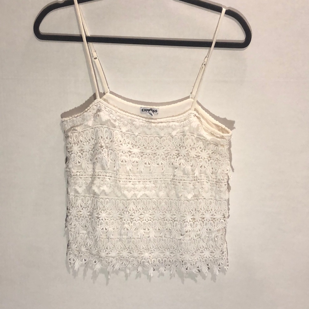 Express White Crochet Lace Tank Top Boho Festival - Picture 1 of 5
